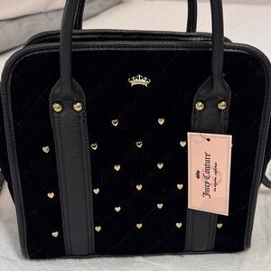 Juicy Couture Black Satchel with Gold heart Accents